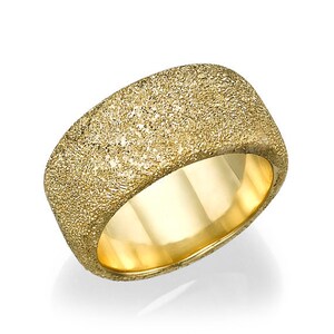 14k Gold Glitter Wedding Band: Unique Textured Ring