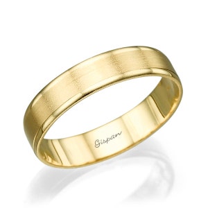 Mens Wedding Band, Wedding Ring, Gold wedding ring, 14k gold ring, Matte ring, Band ring, Solid Gold ring, Yellow Gold Wedding Band