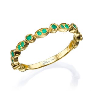 Green Emerald Ring, Eternity Ring, Eternity Band, Green Ring, Promise Ring, Gemstone Ring Gold, Yellow Gold Ring, Wedding Band