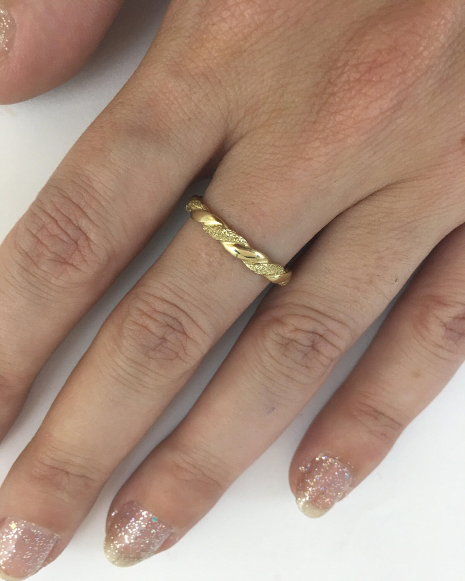 Unique Women 14k Yellow Gold Wedding Bands With Glitter - Etsy