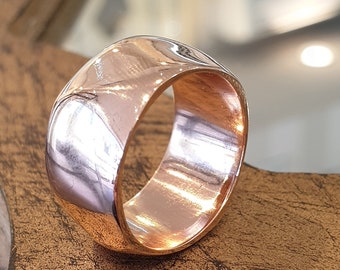 Rose Gold Hammered Wedding Band For Mens And Women Comfort Fit, Mens Wedding Ring, Wide Band, Mens Jewelry, Unisex Ring