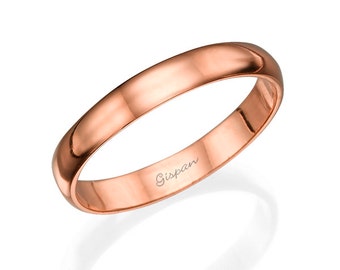 14k Rose Gold Wedding Band: Unisex Solid Gold Ring