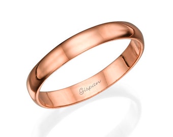 Rose Gold Wedding Band For Men And Women, Unisex Wedding Ring, Bridal Jewelry, Solid Gold Ring, His And Hers