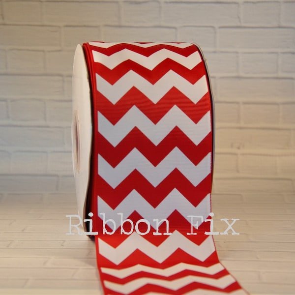 ONE yard 3" Cranberry Wide Chevron Stripe Grosgrain Ribbon - Football - Cheer Bows - Zig Zag - Wreath - Cheerleader - Sports Team - Crimson