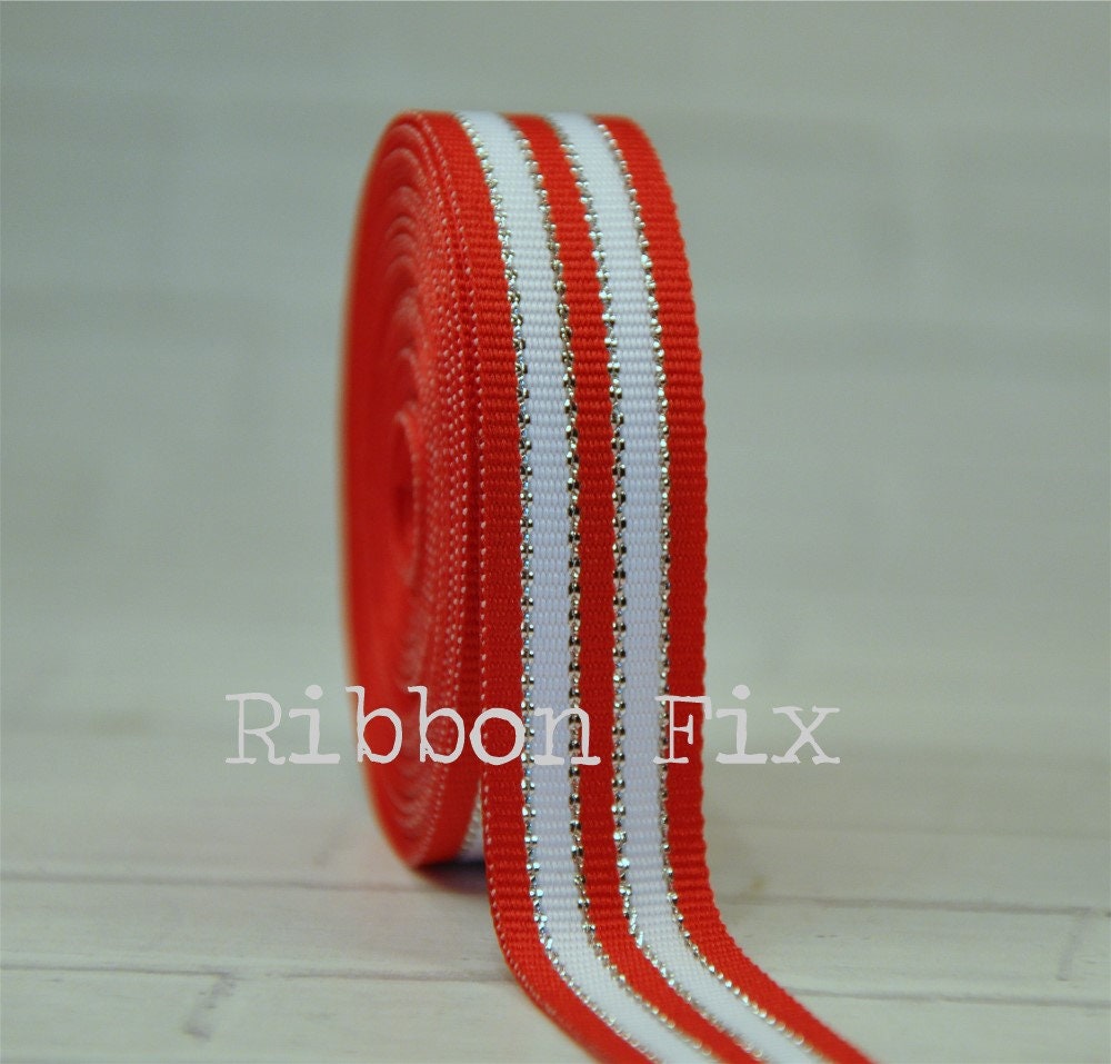 Rainbow Stripe Ribbon in primary colors on1.5 white grosgrain