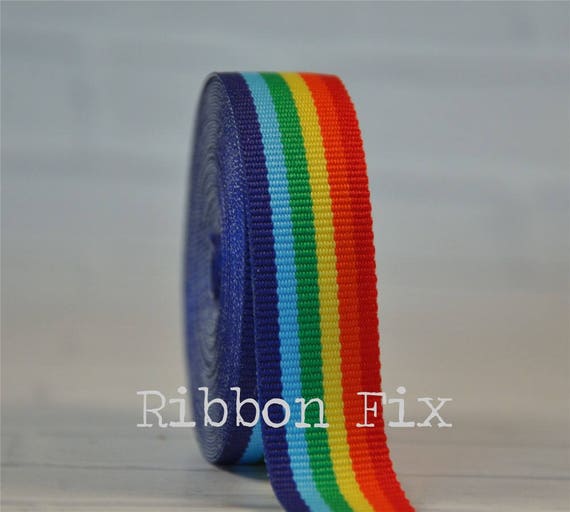 Single Face LGBT Rainbow Stripes Printed 3 Inch White Grosgrain Ribbon Gay Pride Cheer 5 Yards