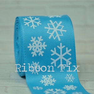 1.5&quot; Türkis Blau Weihnachten Schneeflocke Druck Leiste Band - Winter Schneeflocken - Urlaub Party - Geschenk Wickelschleifen - Hundehalsband - Frozen