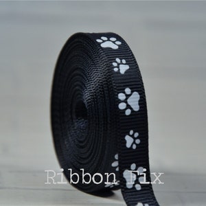 3/8&quot; 5/8&quot; 7/8&quot; Navy Blue & White Paw Print Grosgrain Ribbon - US Designer Paws - Wedding - Baby - Dog Collar Leash Bow - Grooming Bows Gift