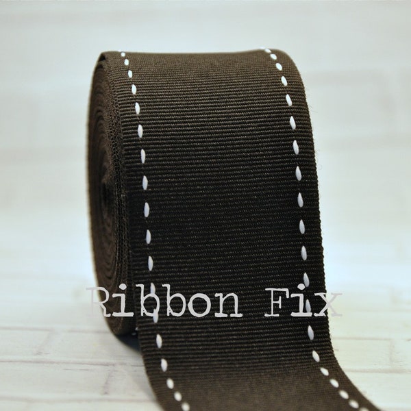 1.5" Black & White Saddle Stitch Grosgrain Ribbon - Woven Stripes - Vintage Stripe - Classic - Stitched - Wedding - Gift Wrap Bows - Baby