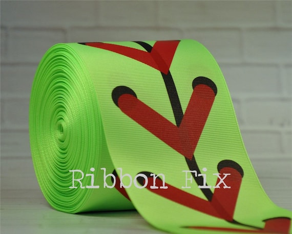 Baseball Grosgrain Ribbon 1.5/" Neon Yellow Softball