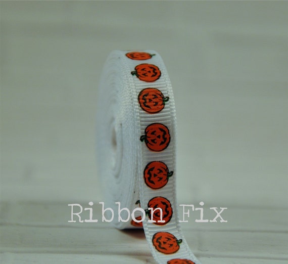 Grosgrain Ribbon Halloween Pumpkin Witch 1/" Printed USA SELLER