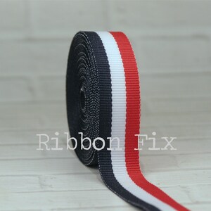 5/8" Red, White, & Navy Blue Stripe Grosgrain Ribbon - Woven Stripes - 4th of July - Bow - Veteran Flag - Dog Collar - Military - Nautical