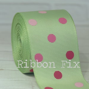 1.5" Lime Juice Triple Pink Polka Dot Grosgrain Ribbon - Hair Bow - Gift Wrap - Party Wreath - Belt - Lanyard - Ice Cream Cone - Dog Collar