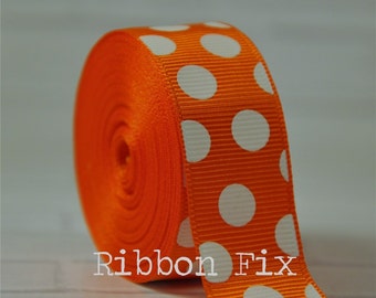 Ribbon Bazaar Grosgrain Polka Dots - Red 7/8\" 25yd