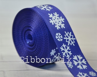 Denim Blue Winter Snowflakes Printed Grosgrain Ribbon 5/8 - Etsy