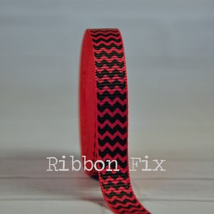2 yards 3/8&quot; Shocking Pink & Black Chevron Stripe Grosgrain Ribbon - US Designer Stripes - Baby Shower - Korker - Home Decor - Dog Collar