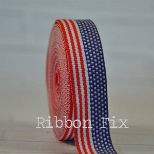 5/8" American Flag Stripe Grosgrain Ribbon - Woven Stripes - 4th of July - Veteran's Day - Patriotic Military Stars - Americana - Hair Bows