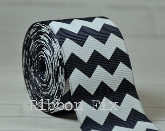 1.5" Navy Blue Chevron Stripe Grosgrain Ribbon - Wedding Gift Wrap - White Zig Zag - Football Party - Home Decor - Cheer Bow - Baby Shower