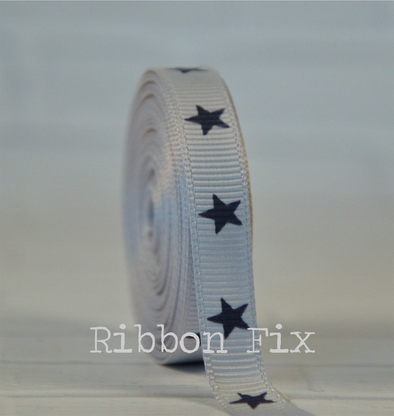38 Silver /& Navy Blue Star Print Grosgrain Ribbon Flag Dog Collar Leash Baby Shower Patriotic USA Stars Dallas 4th of July