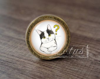 Cat-Glass Cabochon Bronze Cabinet Dresser Knobs pull / Dresser Knobs Cabinet Pull handles /Cabinet Knobs / Furniture Hardware