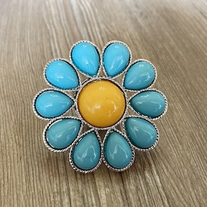 Retro Silver Turquoise Flower drawer knobs / Flower cabinet / Gothic Home Decor / Flower Shaped drawer knobs / Furniture Hardware,Z-501