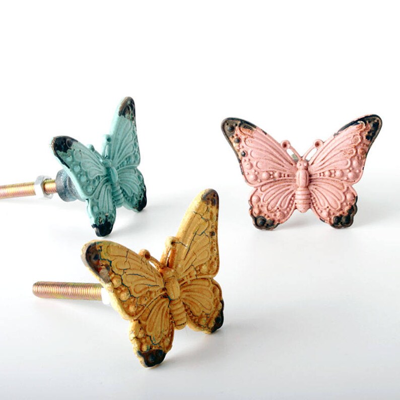Antique Butterfly Knobs Drawer Knob Dresser Knobs Ceramic Etsy