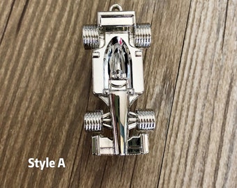 Silver Mini Formula 1 racing car Drawer knobs / Furniture Knobs Silver with Rope Pattern - Drawer Knobs for Child , Z-302