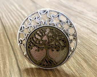 Brass Peace Tree drawer knobs / Silver Stars Peace Tree Cabinet / Gothic Home Decor / Shaped drawer knobs / Furniture Hardware,Z-310