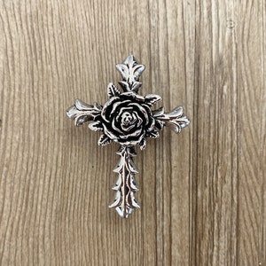 Silver Cross Rose drawer knobs / Gear Cross Rose Cabinet / Gothic Home Decor / Animal Shaped drawer knobs / Furniture Hardware,Z-887