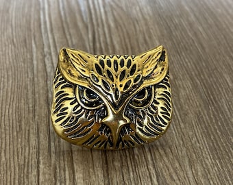 Old Gold Owl drawer knobs / Vintage Owl Cabinet / Gothic Home Decor / Animal Shaped drawer knobs / Furniture Hardware,Z-670