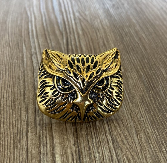 Old Gold Owl Drawer Knobs / Vintage Owl Cabinet / Gothic Home