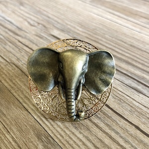 Brass Elephant drawer knobs / Mushroom Cabinet / Gothic Home Decor / Animal Shaped drawer knobs / Furniture Hardware,Z-298