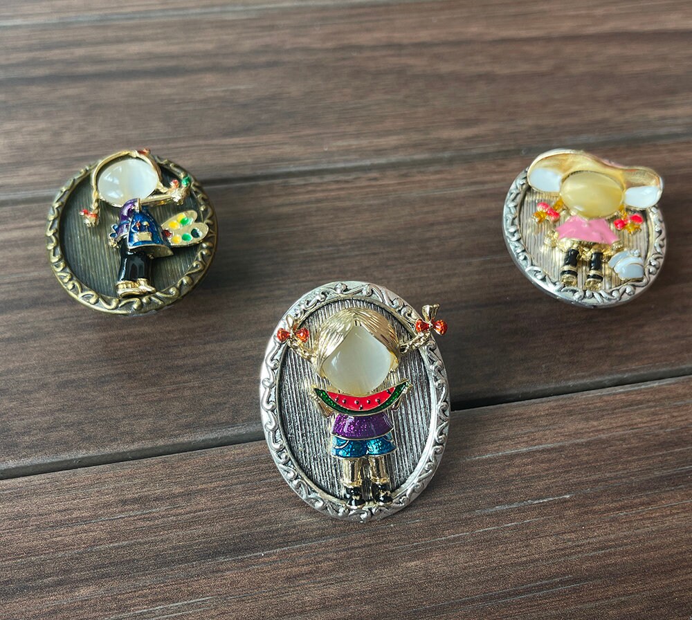 Enamel Cut Girl Drawer Knobs / Lovely Girl / Gothic Etsy