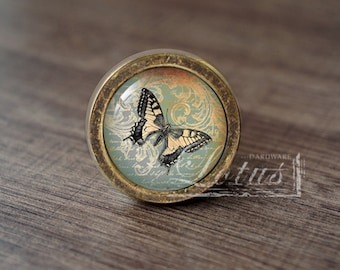 Borboleta — Puxadores de gaveta antigos feitos à mão, puxadores/puxadores de cômoda, puxadores de armário/ferragens para móveis