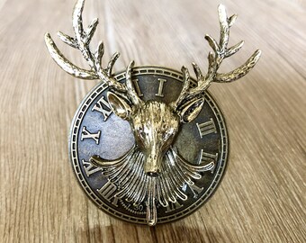 Brass Christmas Elk Knobs Brass Knobs / Gear Cabinet Dresser Knobs / Cabinet Knobs / Christmas Elk Furniture knobs in Brass ,Z-323
