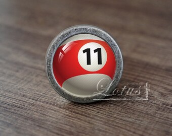 Pool Ball Nummer 11 - Handgefertigte Vintage Antique Schublade Knäufe Griffe / Dresser Knobs Schrank Pull Griffe / Möbelbeschläge