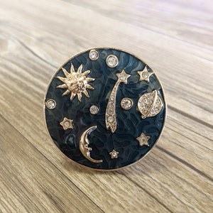 Enamel Moon and Stars drawer knobs / Starry sky cabinet / Gothic Home Decor / Furniture Hardware,Z-260