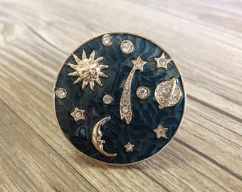 Enamel Moon and Stars drawer knobs / Starry sky cabinet / Gothic Home Decor / Furniture Hardware,Z-260