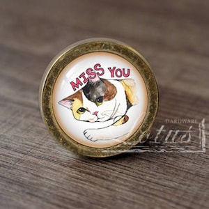 Cat-Glass Cabochon Bronze Cabinet Dresser Knobs pull / Dresser Knobs Cabinet Pull handles /Cabinet Knobs / Furniture Hardware