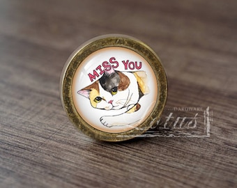 Cat-Glass Cabochon Bronze Cabinet Dresser Knobs pull / Dresser Knobs Cabinet Pull handles /Cabinet Knobs / Furniture Hardware