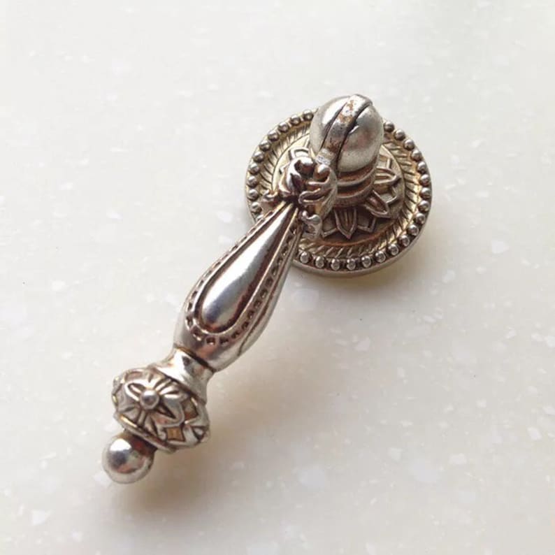 Retro Chic Cabinet Knob Dresser Knobs Antique Silver Kitchen Cabinet Pull Knobs Furniture Hardware