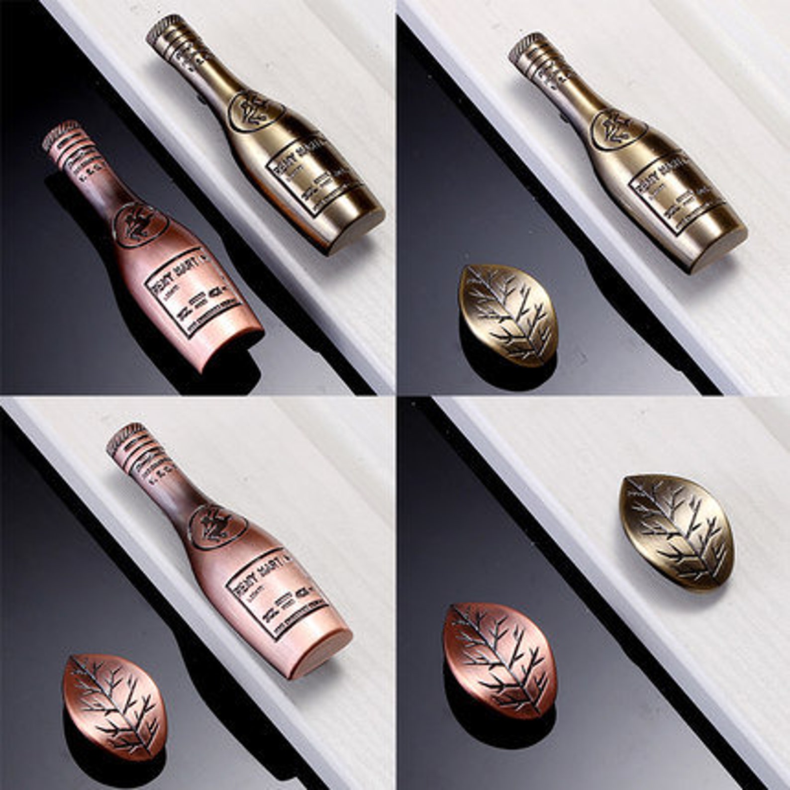 2.5 Wine Bottle/leaf Dresser Pulls Drawer Handles Knobs/ Etsy