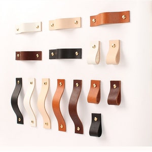 8"6.7"5.4"Vegetable Tanned Leather Door Handles For Cabinet Wardrobe Cupboard Drawer Pull Furniture Hardware Kitchen Accessories