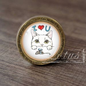 Cat-Glass Cabochon Bronze Cabinet Dresser Knobs pull / Dresser Knobs Cabinet Pull handles /Cabinet Knobs / Furniture Hardware