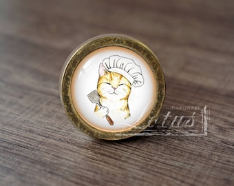 Cat-Glass Cabochon Bronze Cabinet Dresser Knobs pull / Dresser Knobs Cabinet Pull handles /Cabinet Knobs / Furniture Hardware