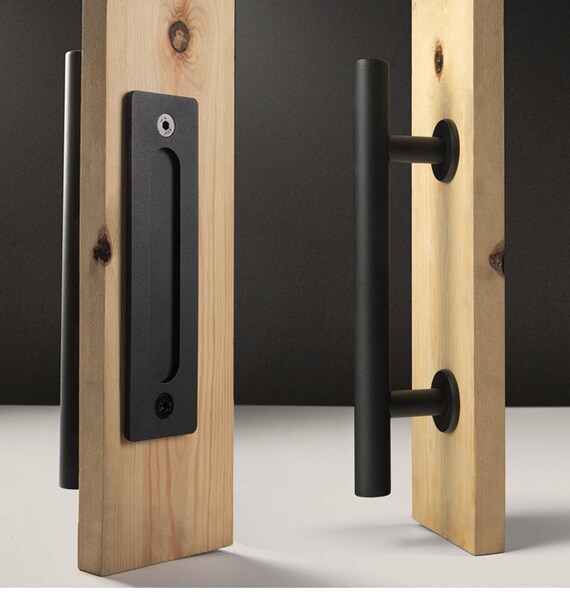 Double Sided Carbon Steel Push Door Handle Modern Carbon Etsy