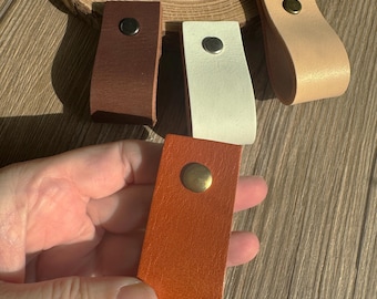 Manijas de puerta de cuero curtido vegetal de 20,3 cm y 17,7 cm para armarios, cajones, herrajes para muebles y accesorios de cocina L-CP-1055