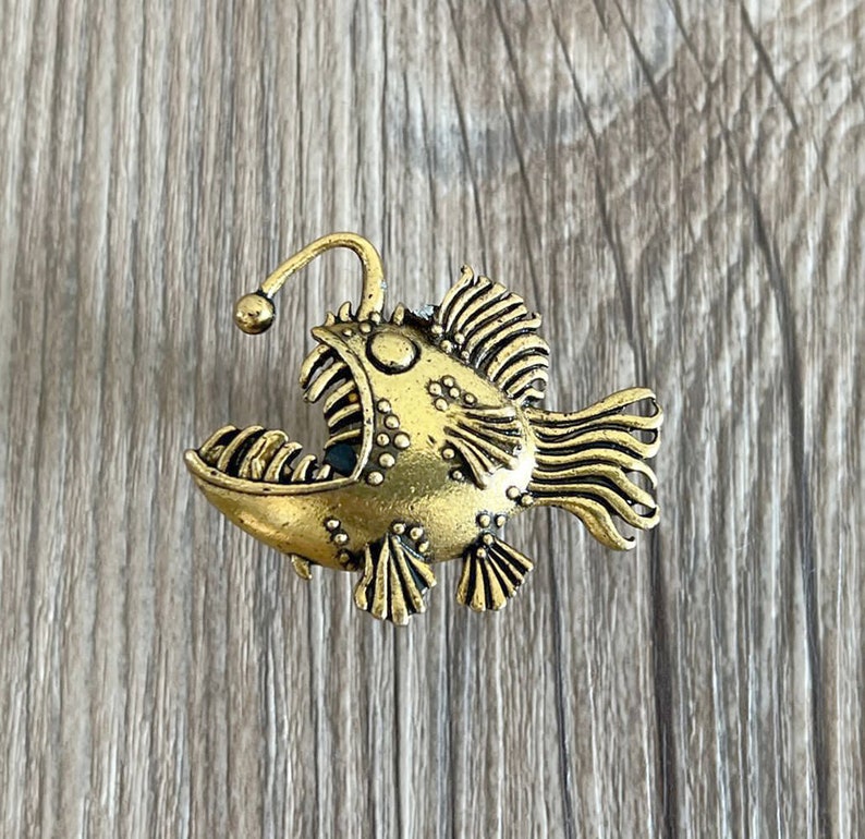 Silver Gold Angler Fish Knobs Titanium Steel Knobs / Cabinet Dresser Knobs / Cabinet Knobs / Skull Furniture knobs in Titanium Steel ,Z-982 image 4