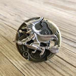 Heksen vliegen op bezemstelen Knoppen / kastknoppen dressoir / kastknoppen / heksen meubelknoppen in brons, Z-300