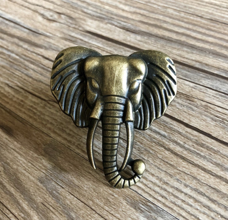 Brass Elephant Drawer Knobs / Elephant Cabinet / Gothic Home - Etsy